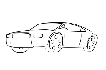 coupe car contour vector illustration 