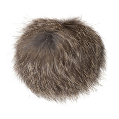 Close up of mink fur pompom isolated on white background