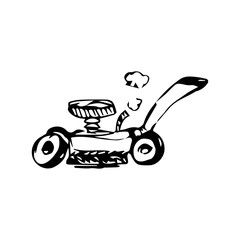 machine mow the lawn vector sketch