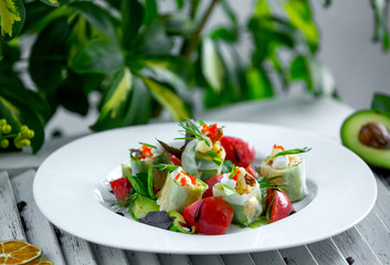fresh vegetable salad in the plate