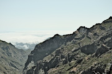 Panoramic view above clouds of Madeira mountains (Portugal, Europe)
