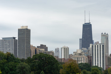 Chicago Skyline viewed from Lincoln Park during Autumn