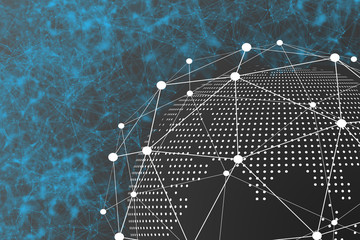 Digital Composite Image Of Computer, polygonal space low poly dark background, Futuristic polygonal background. Triangular business wallpaper.