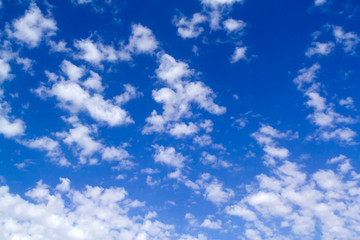 Small white clouds in blue sky