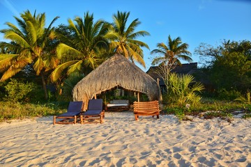 hut on the beach at Benguerra Island, Mozambique - obrazy, fototapety, plakaty