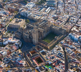 Aerial view of Seville, Guadalquivir river, Andalusia, Spain, Europe