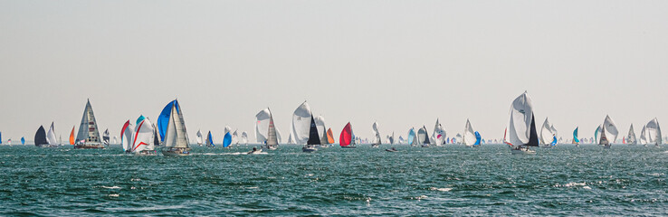 Cowes June 29, 2019, the Island Race on the Isle of Wight - obrazy, fototapety, plakaty