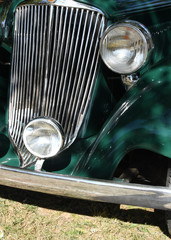 headlamp and grill of 1930's classic american car