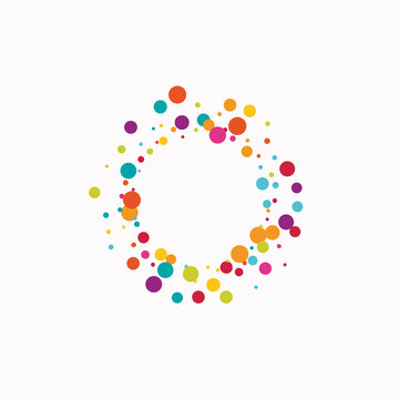 Celebrate color circle vector confetti background.