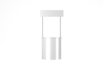 Promo stand mockup front view. Isolated white background. 3d rendering