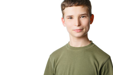 portrait of a boy on an isolated white background
