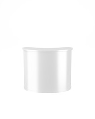 Promo stand mockup front view. Isolated white background. 3d rendering