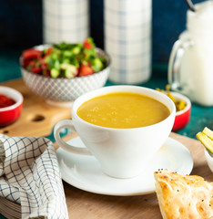 lentil soup on the table