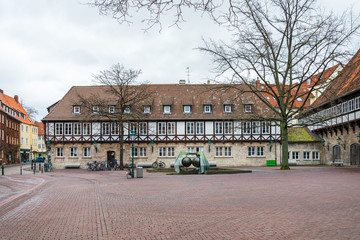 Naklejka premium HANNOVER, GERMANY-March 13, 2018: Wooden Market in Hannover, Germany.
