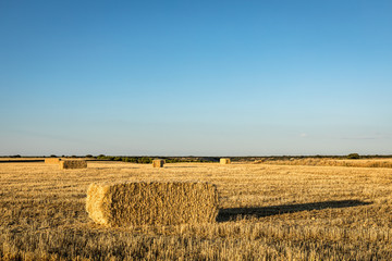 Straw bales and hot summer. Castile, Valladolid. Spain. (Horizontal)