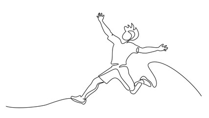 Happy running man. Continuous one line drawing
