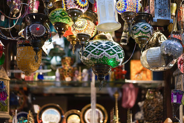 Arabic lamp. Colorful Arabic lamp selling at the souvenir shop.