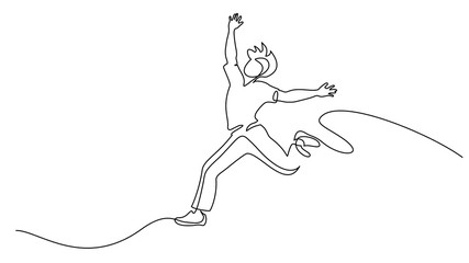 Happy running man. Continuous one line drawing