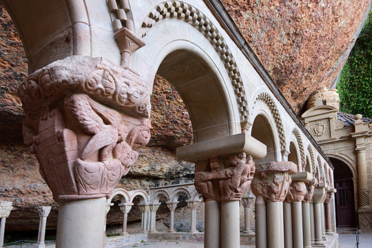 Capitals of cloister of San Juan de la Pena, Huesca province, Aragon, Spain