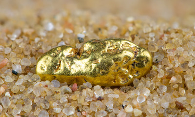 Close up of a big, natural gold nugget. Concept: natural gold