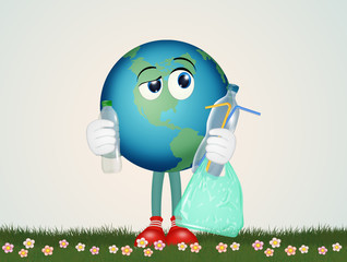 illustration on the pollution of plastic in the world