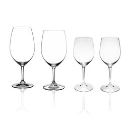 set of wine glasses isolated on white background