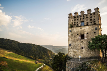 Fototapeta na wymiar Fortress on the rock in Roccascalegna. Abruzzo region, Italy