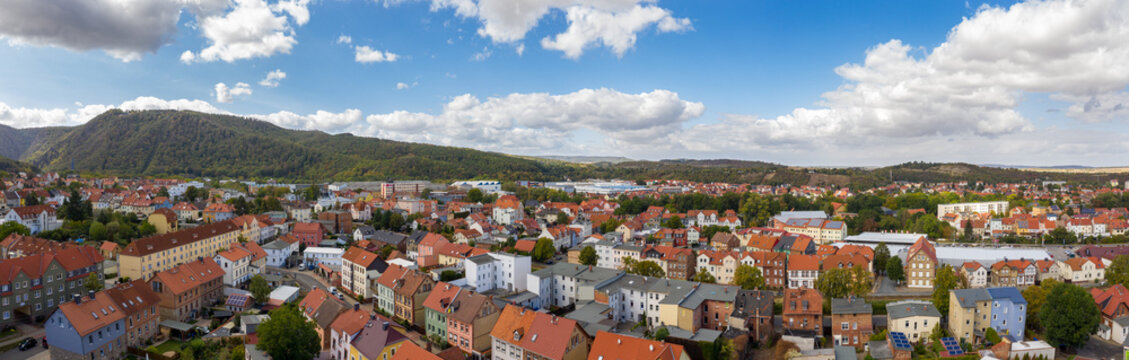 The city of Thale from above ( Harz region, Saxony-Anhalt / Germany )