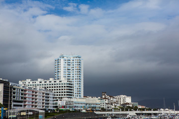 City view at Ponta Delgada, capital city of the Azores at Sao Miguel Island
