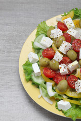 Traditional Greek salad on the plate