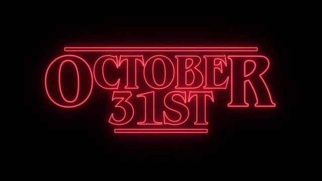 October 31st halloween red message on black. Eighties style lettering. 3D Render