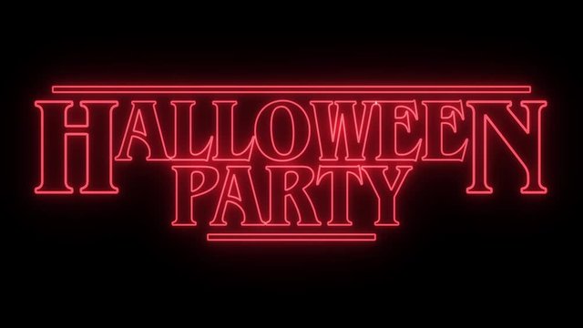 Halloween Party red message on black. Eighties style lettering. 3D Render