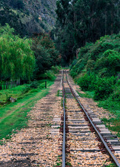 Train rails near town in Colombia