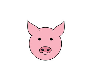 Simple drawing of a cartoon pig face, vector illustration