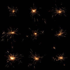 Fototapeta premium Blank background with bengal fire .Sparkler .Set of new year party sparkler on black background.flame 