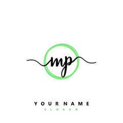 MP Initial handwriting logo vector