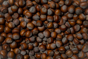 Brown forest hazelnuts. 