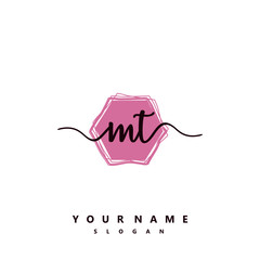 MT Initial handwriting logo vector