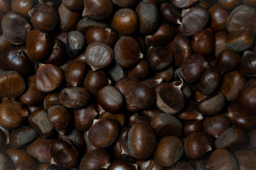 Dark brown chestnuts. 