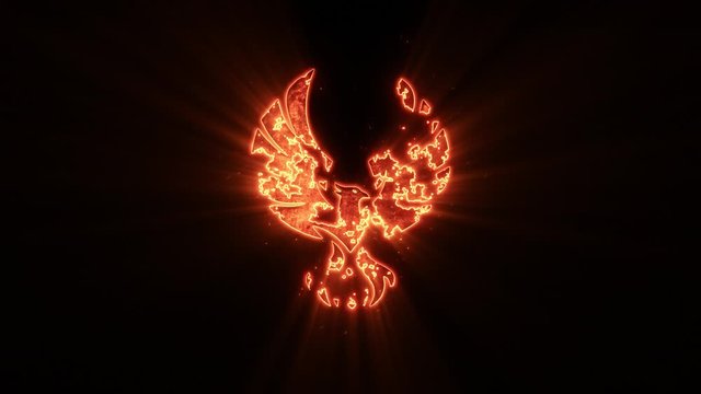 Fire Eagle Phoenix Logo with Reveal Effect Graphic Element
