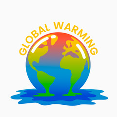 Planet Earth is melting and dying of global warming. Earth turns into a puddle.