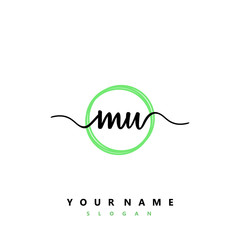 Fototapeta premium MU Initial handwriting logo vector