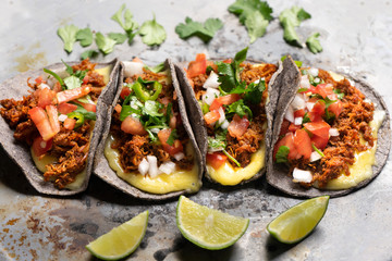 Mexican quesadillas with shredded pork also called 