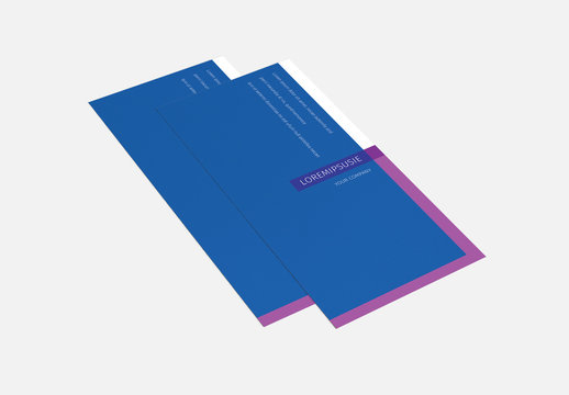 Trifold Brochure Layout with Blue and Purple Accents