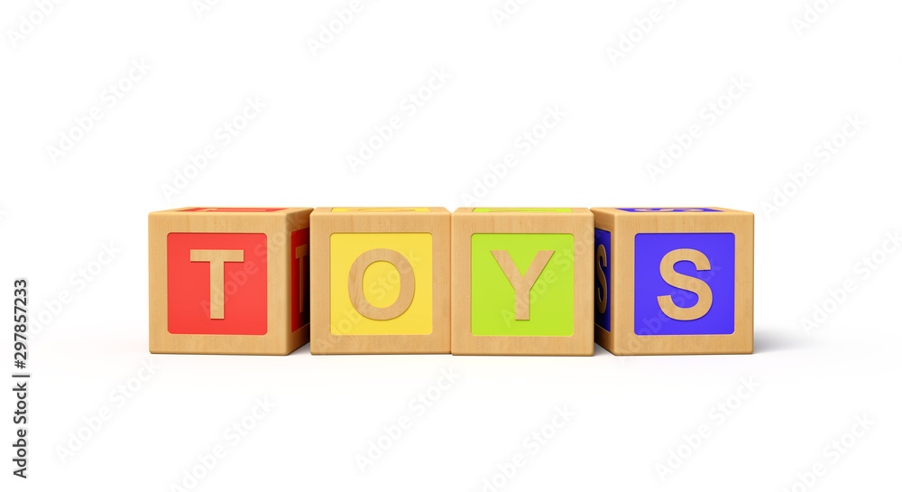 Poster 3d rendering of alphabet toy blocks.