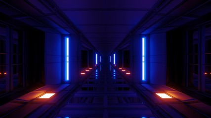 clean futuristic scifi tunnel corridor with nice reflections 3d rendering background wallpaper