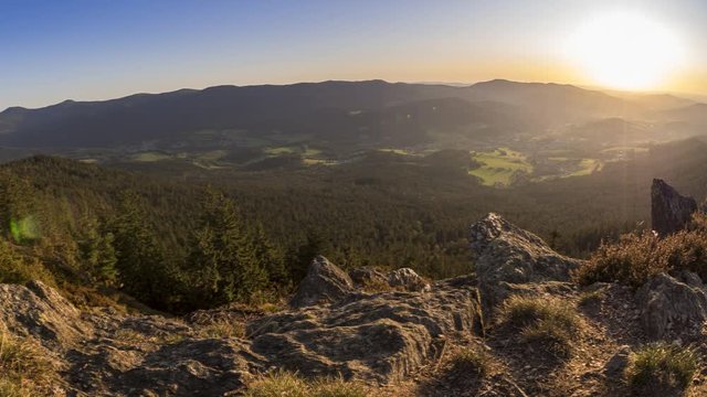TimeLapse of the SunSet in the Osser mountain, lam transition day to night.