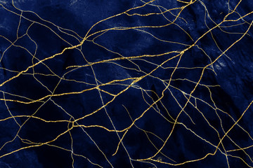 Blue and gold marble texture design for cover book or brochure, poster, wallpaper background or...