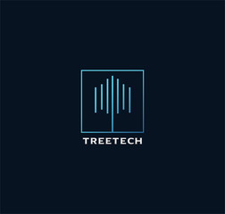 Tree Tech Logo Design Template . Abstract technology tree logo Vector