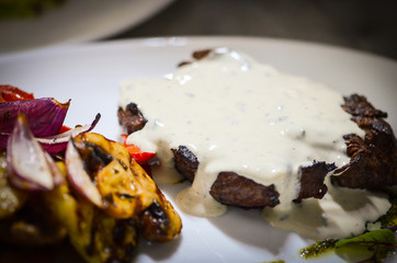 grilled meat & vegetables with fresh ingredients